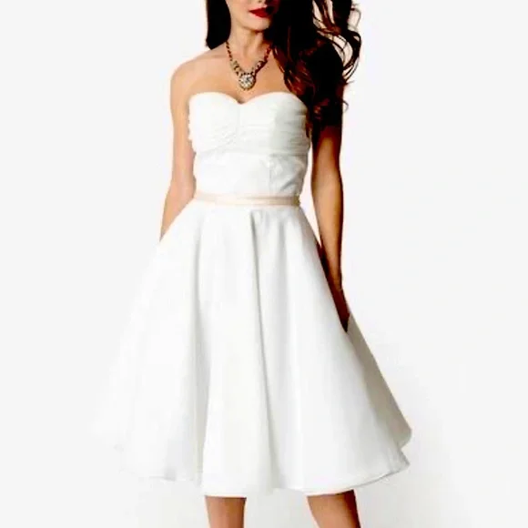 Unique Vintage | Dresses | Nwt Unique Vintage X Dolly Couture Strapless Tea  Length Wedding Prom Dress | Poshmark
